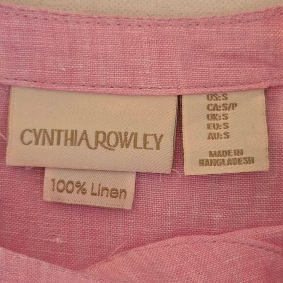 Cynthia Rowley Womens Pink Linen Short Sleeve Blouse Size Small - Picture 2 of 9